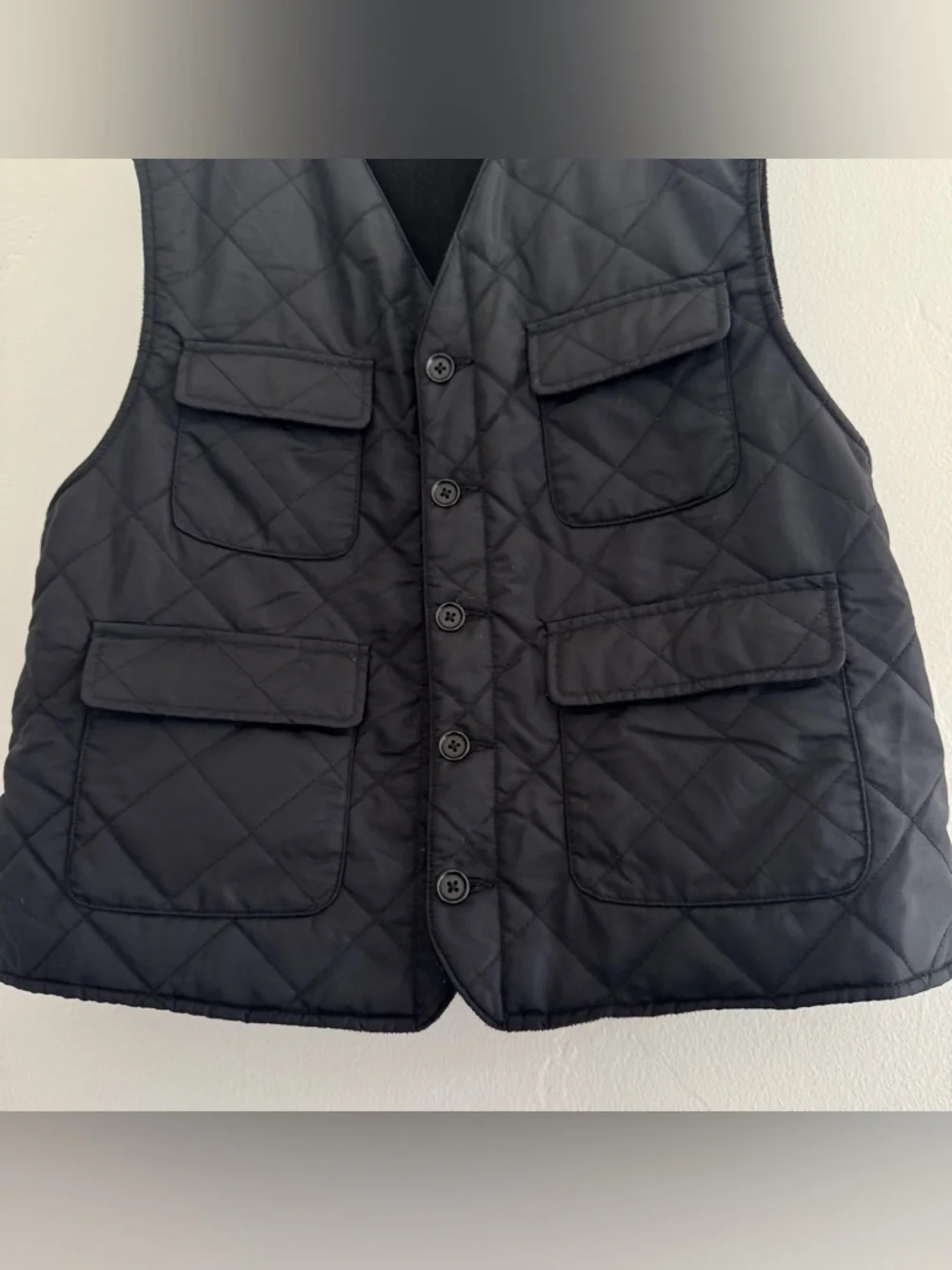 Vintage Banana Republic Quilted Vest Black Nylon Utility Adjustable Belt Unisex